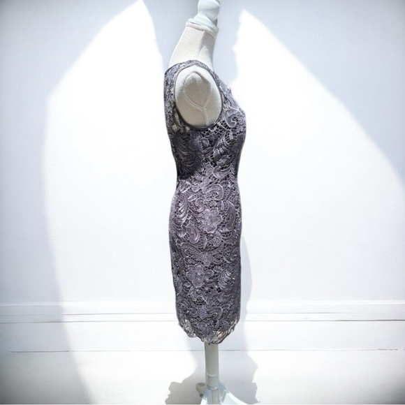 🌻Adrianna Papell Gray Illusion Lace Special Occasion Sheath Dress Size 8 - Picture 5 of 11